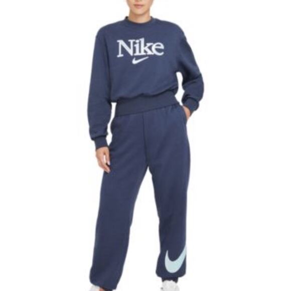 NEW Nike Sweatshirt Plus Size Pullover Retro Crushed Velvet Logo Blue Size 1X - Picture 5 of 6